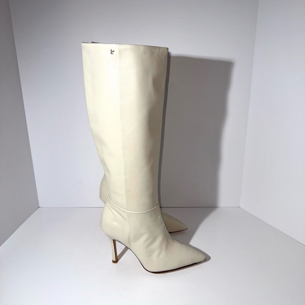 Larroude Kate Ivory Leather Boots
